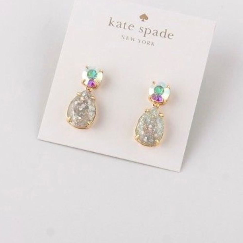 Kate Spade 18k Gold Plated Glitter Drop Earrings